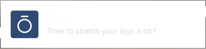 Oura Ring App view of stretch legs notification